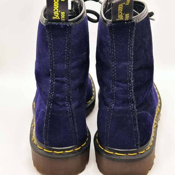 1990s Vintage Dr. Martens 1460 Pascal Purple Velvet Boots - Picture 5 of 7